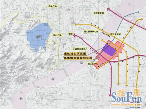 位于钱塘江南岸杭州城市发展的中轴线上