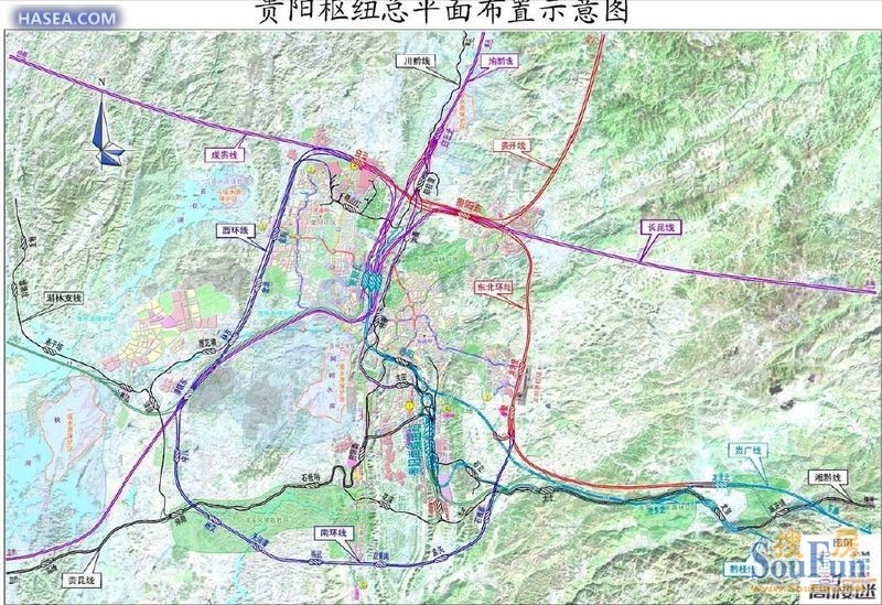 贵阳铁路枢纽总平面布置示意图!