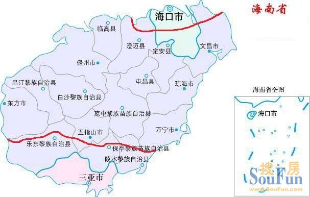 理想的"大海口市"和"大三亚市"行政区划图