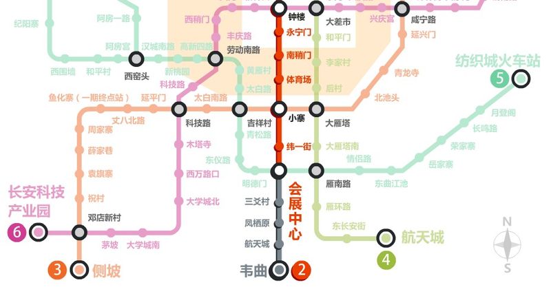 西安市3号线线路组成及站点全线分布图