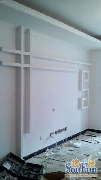简单大气··电视墙 挺有造型··:材料·木工板制作