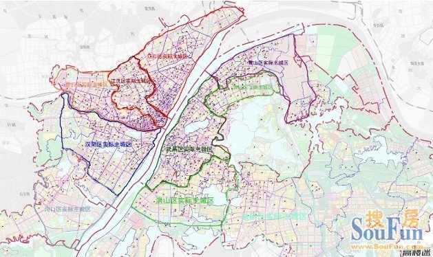 武汉市9大中心城区实际管辖范围图