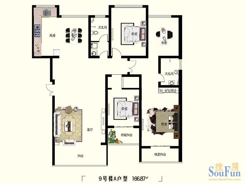 豪门府邸最新户型图曝光,全部是全明的户型哦