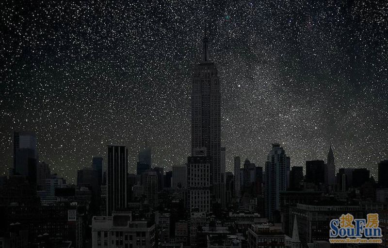 全球九大城市完全陷入黑暗,星空下的世界—thierry cohen想象图