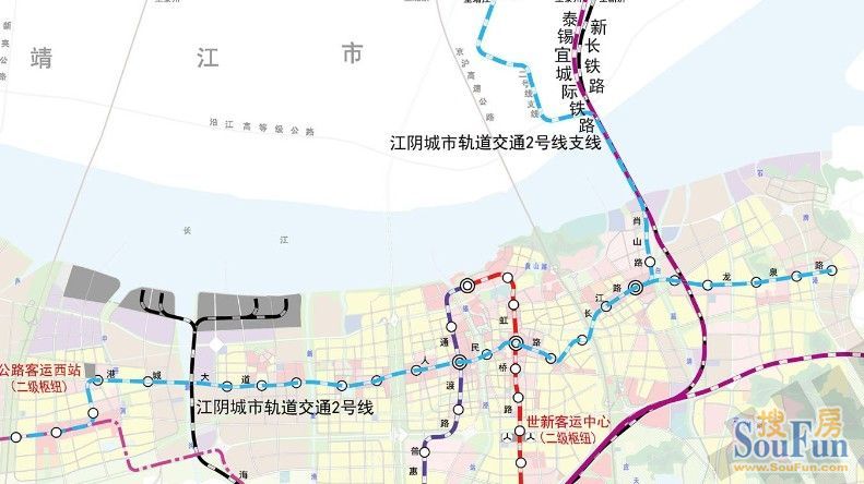 最后,是江阴市内的地铁线路,3条
