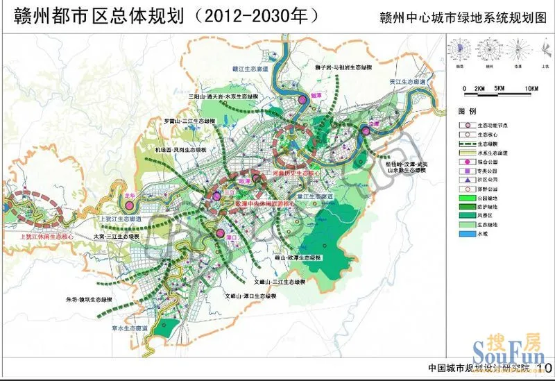 赣州中心城市绿地系统规划图赣州中心城市土地使用规划