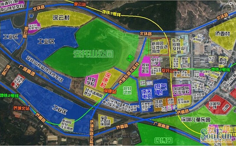 大伙先来看周边的一个现状和未来规划结合的卫星地图pp,对周边的情况