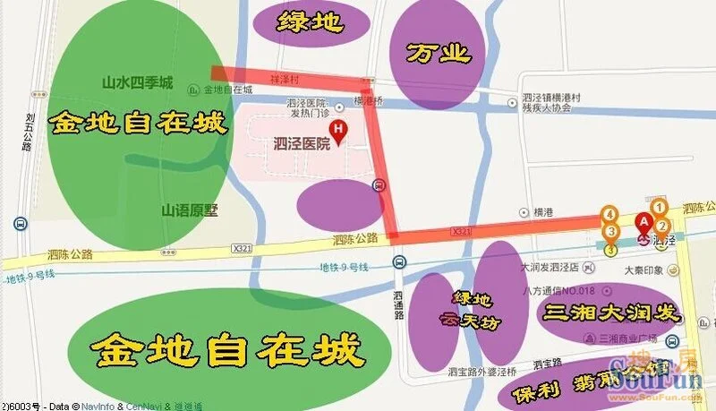 基本上包含了未来泗泾的重点规划,泗泾地铁站,泗泾医院,金地自在城