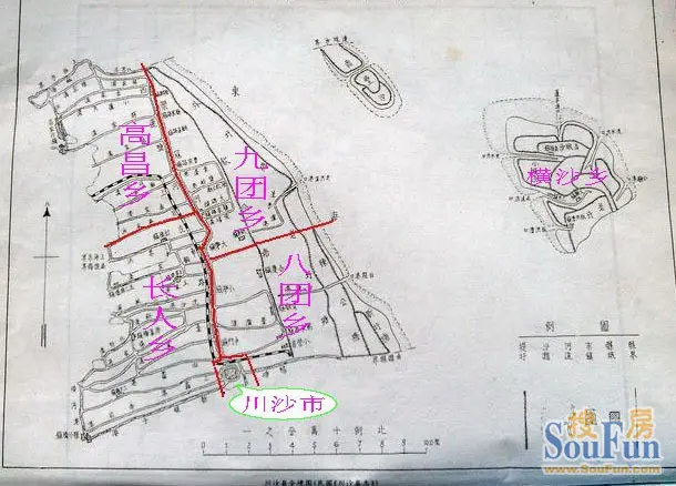 川沙县下设川沙市和长人乡,高昌乡,八团乡,九团乡