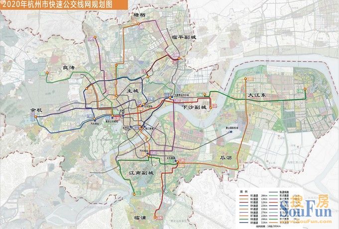 20,2020年杭州快速公交网规划图,听说现在b4已全线贯通啦!