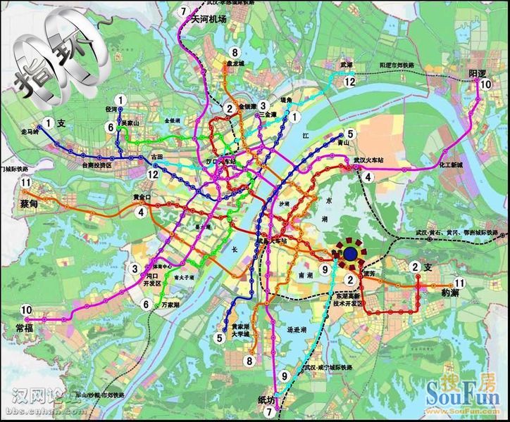 武汉地铁线路分布图,也有金色城市期待的5号线